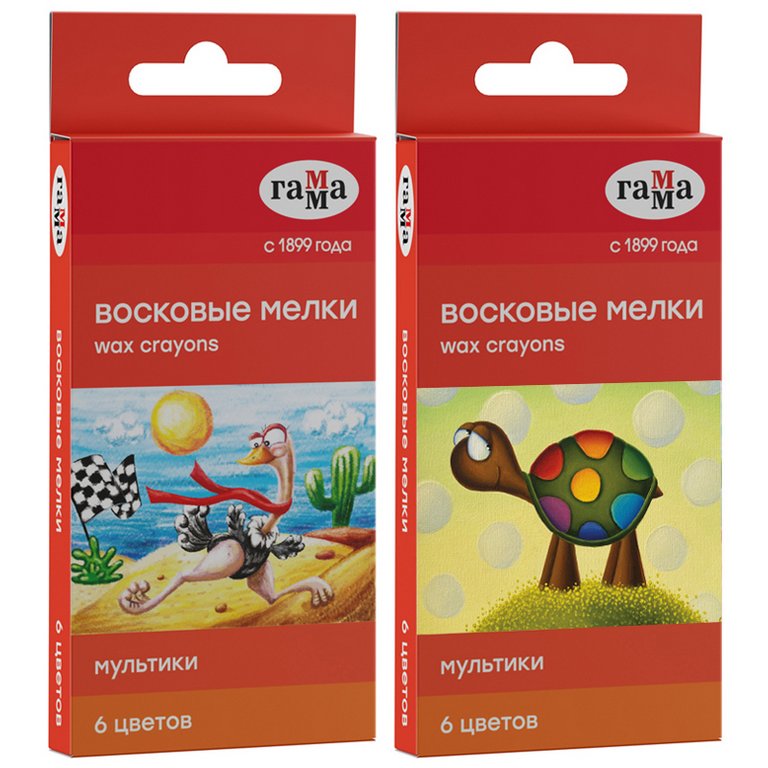 Набор карандашей восковых  6 цв. Гамма "Мультики"