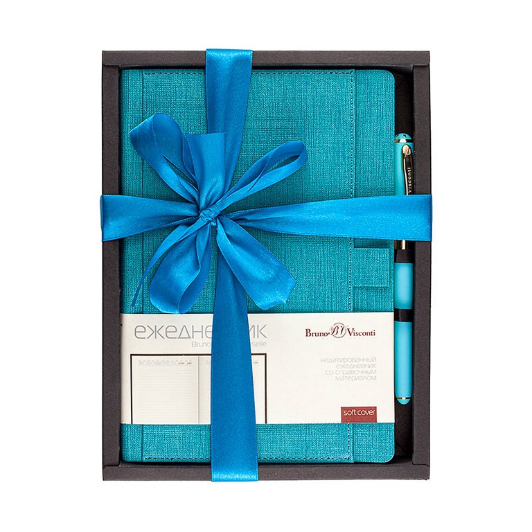 Набор подарочный BrunoVisconti "MARSEILLE" (БИРЮЗОВЫЙ ЕЖЕДНЕВНИК А5 + РУЧКА)