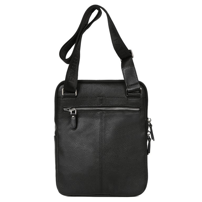 Сумка мужская FABRETTI 23*29*3, нат. кожа, черный