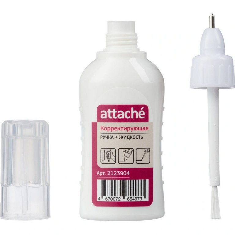 Коррект. жидкость  2 в 1 ( кисточка + ручка) Attache 12 мл
