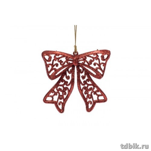 Украшение елочное из пластика "Бантик" красный, 8,5х9см