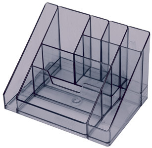 Подставка наст д/канц. принадлеж. Стамм "Каскад" 9 отд. тонированная черная