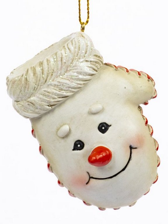 Украшение елочное из полирезины "Варежка-снеговик" 2,5х7х5см