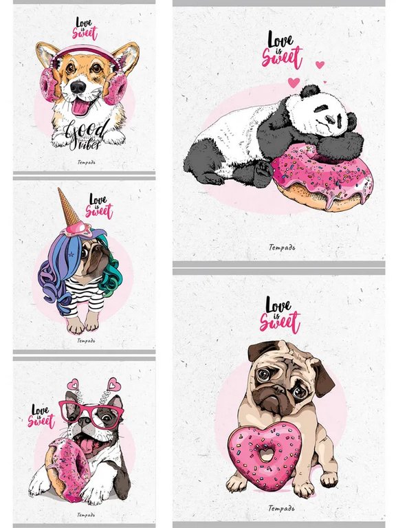 Тетрадь 24 лист кл. А5 "МИЛЫЕ ЖИВОТНЫЕ-2" 5 ВИДОВ