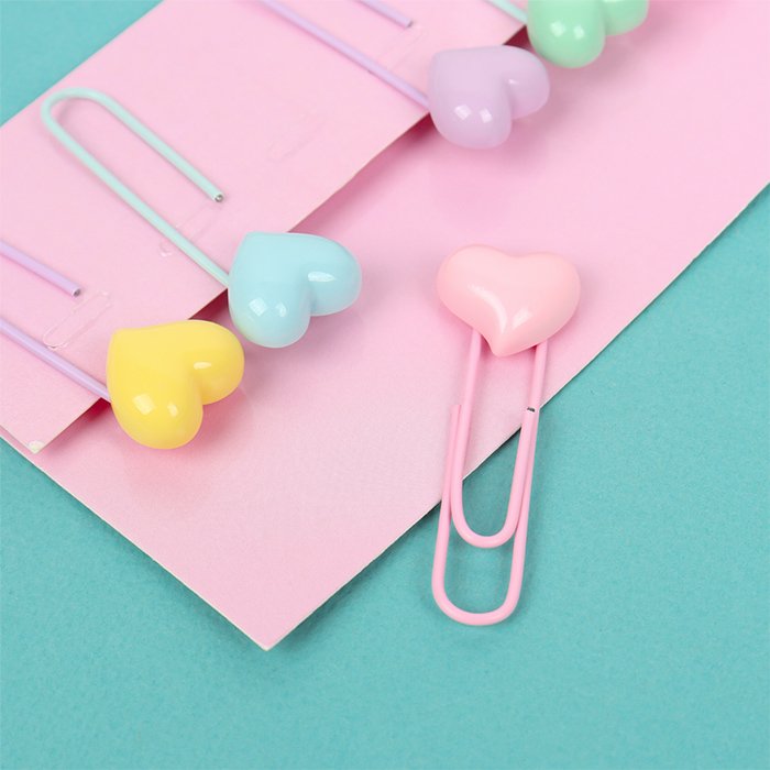 Скрепки декоративные "Сердечки 6 шт/уп ассорти