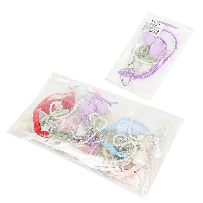 Брелок "Тюльпаны" ассорти (текстиль, металл и полимерные материалы) 12*21*1см