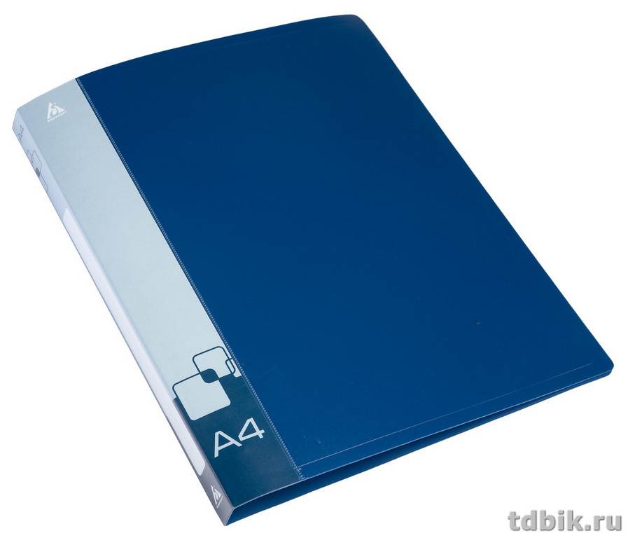 Папка А4 10 прозр.вклад. карман на торце, пластик 0,60 мм синяя Бюрократ