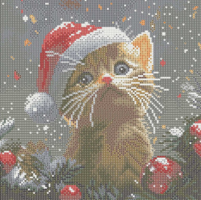 Алмазная мозаика 30*30см "Новогодний котенок" Феникс+