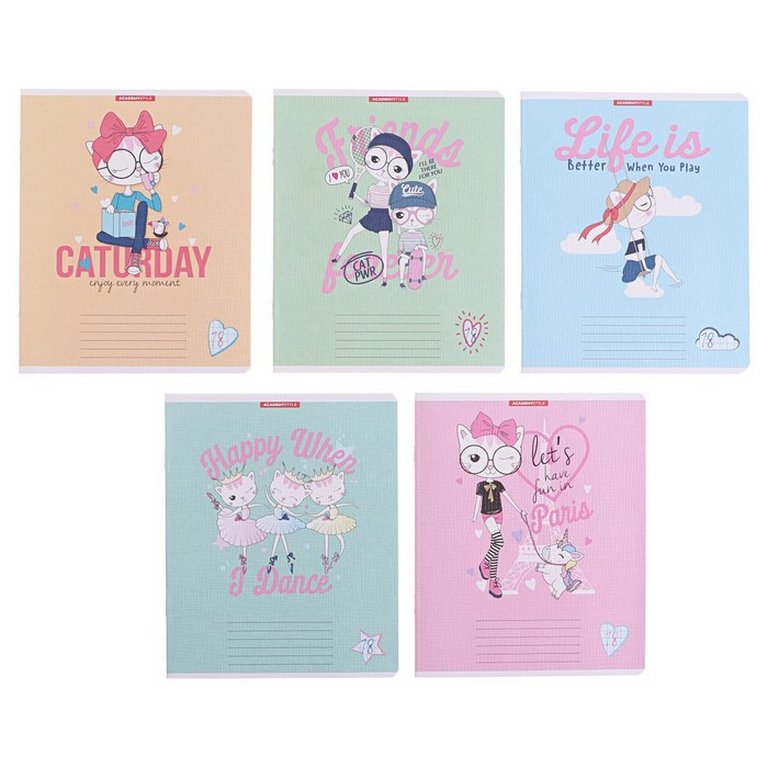 Тетрадь 18 лист кл. А5 "КотоДевочки" 5 видов