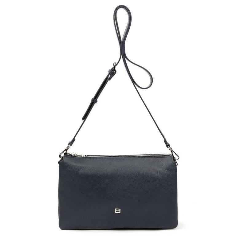 Сумка женская FABRETTI 30х18х11 см, нат. кожа, синяя