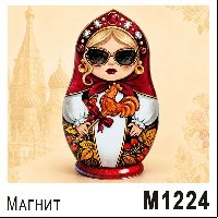 Магнит "Матрешка в очках" дерево (ассорти)