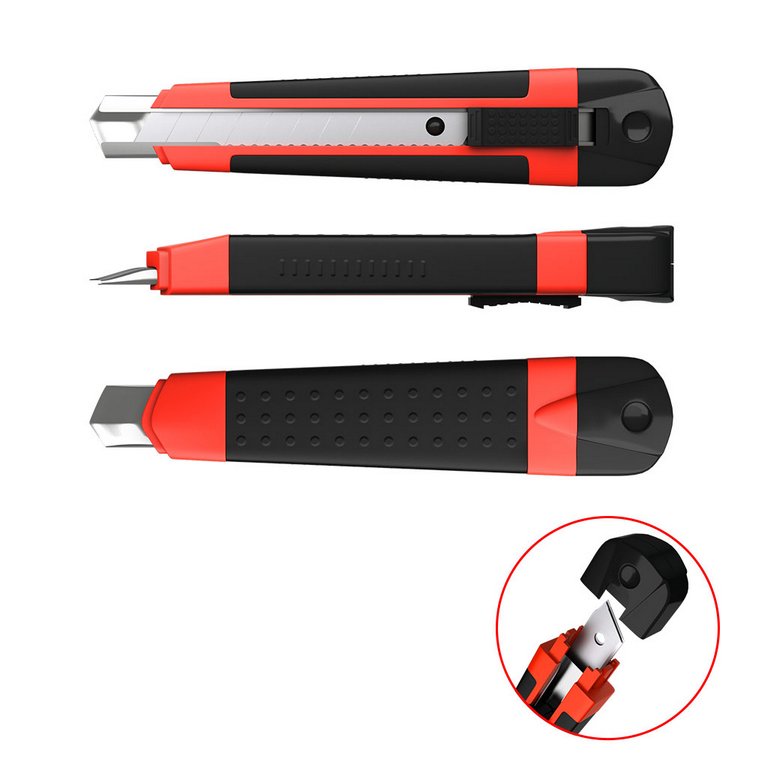 Нож канцеляр. шир. 1,8 см, метал. направ. 2 запас. лезвия рез. вставки Erich Krause Arrow auto-lock