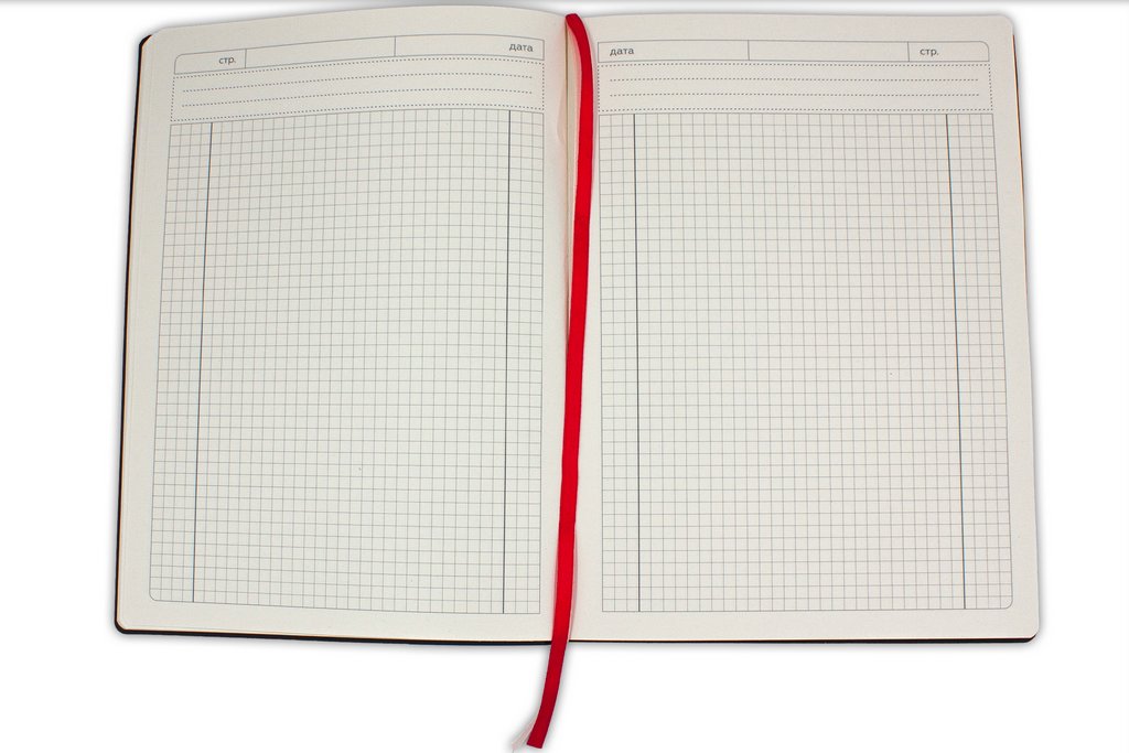 Бизнес-блокнот А4 128л., 205*270 мм, кожзам Полином "COTTON" клетка+точка, цв. серо/красный