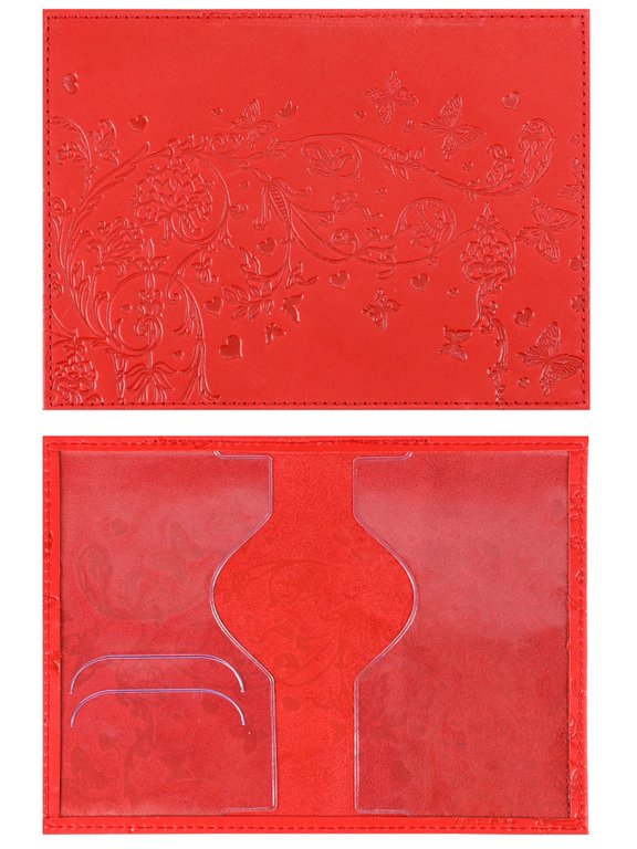 Обложка для паспорта MILAND "Вдохновение" нат. кожа, красная