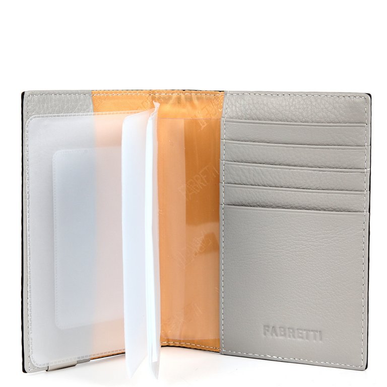 Обложка для документов FABRETTI женская, нат. кожа, 10*13,5*1,5см, серебряный