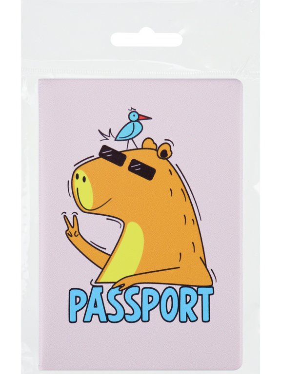 Обложка для паспорта MILAND "Капибара с птичкой" ПВХ slim