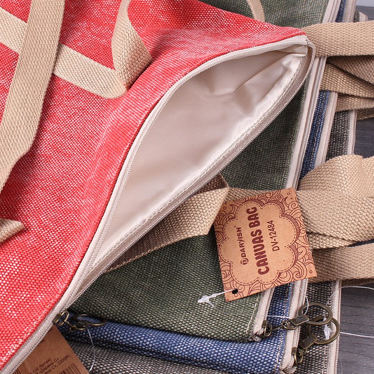 Сумка-шоппер Darvish "Холщовая" (на молнии) ассорти 31,5*35,5см