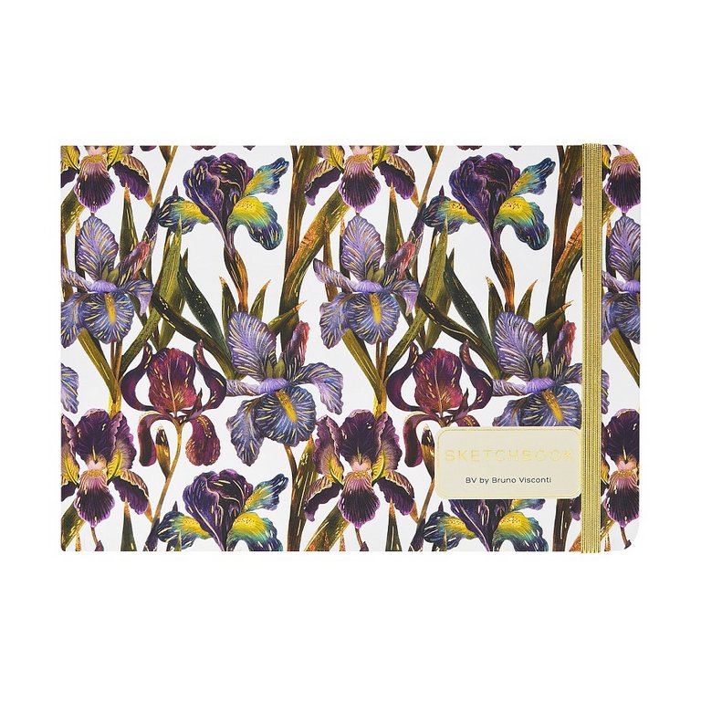 Скетчбук 213*146 мм, 100л.,тв. обл. на ризинке, бежевый блок "Flora. Ирисы"