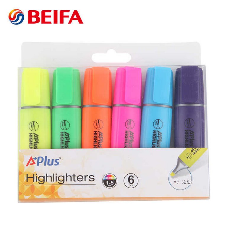 Набор текст-маркеров  6 шт BEIFA 1-5мм (желтый, оранж, фиол, салатов,розовый .голубой)