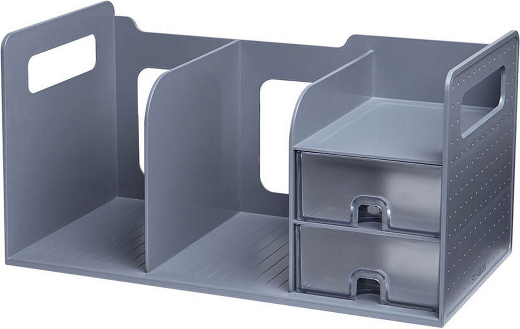 Лоток вертикальный 3-х секцион. с выдвижн. ящиками серый, Sysmax