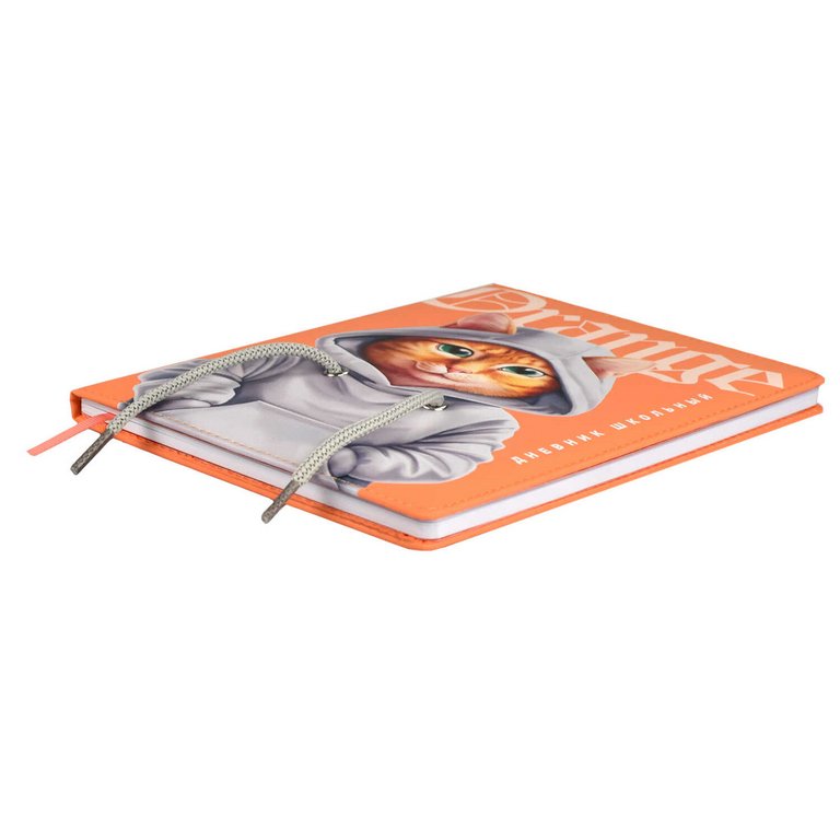 Дневник школьный твердая обложка с поролоном, кожзам, шнуровка декор. в люверсах, ляссе "КОТ" 48л.