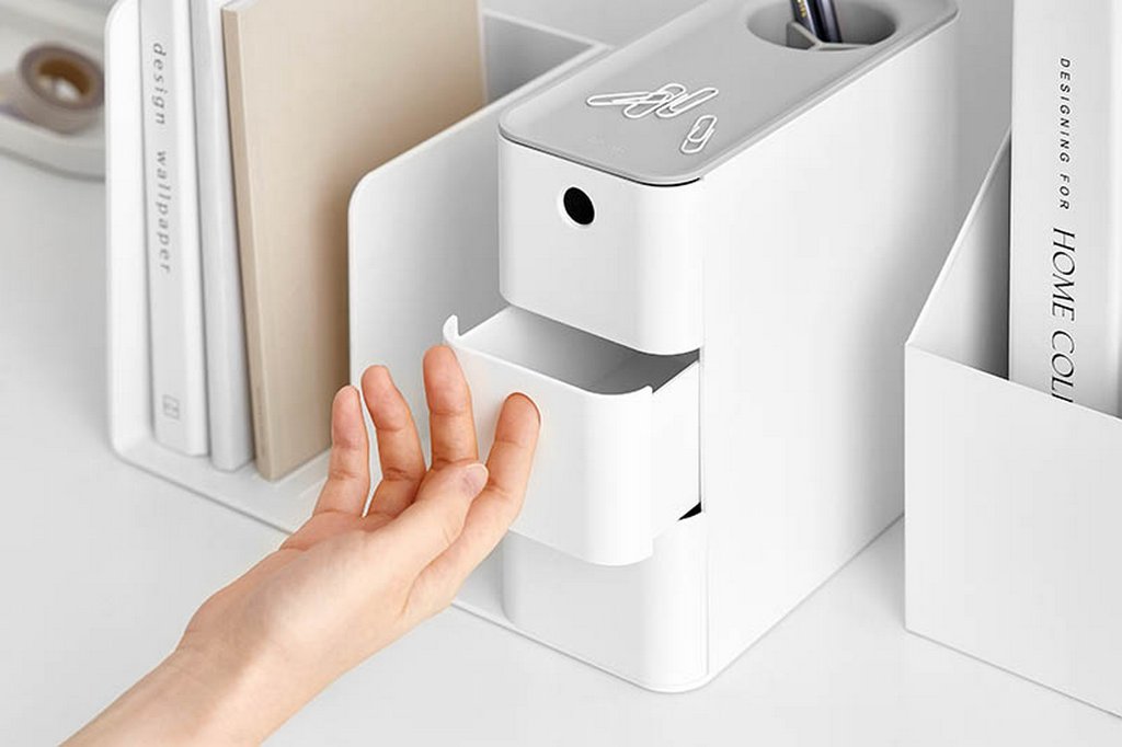 Лоток вертикальный 2-х секцион. с выдвижн. ящиками серый, Sysmax