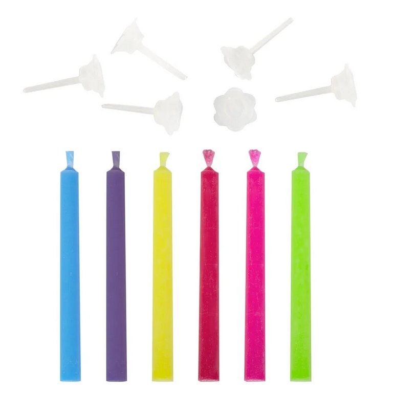 Свечи для торта с цветным племенем 6шт., 6 см Золотая сказка