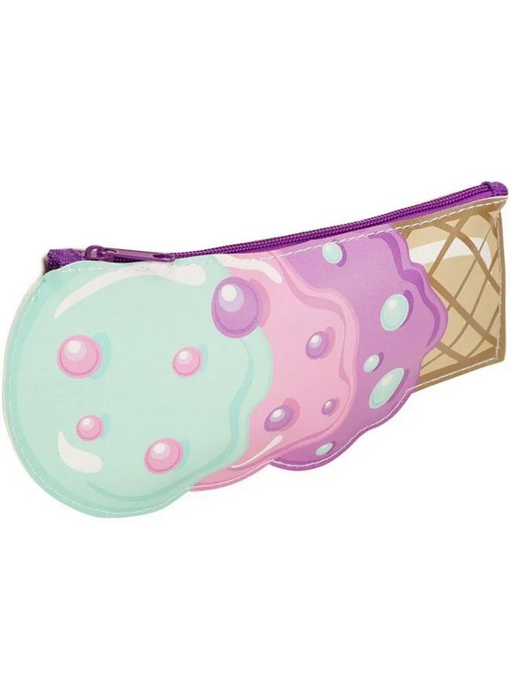 Пенал  для девочки "Аппетитное мороженое" 21х10 см кожзам