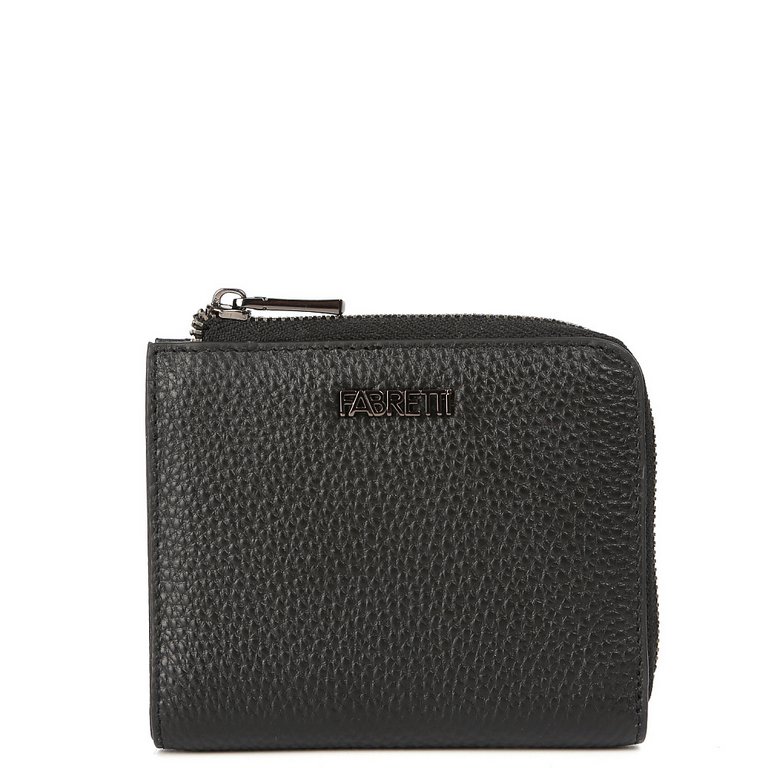 Портмоне FABRETTI женское, нат. кожа, 11*9,5*2,5 см, черный