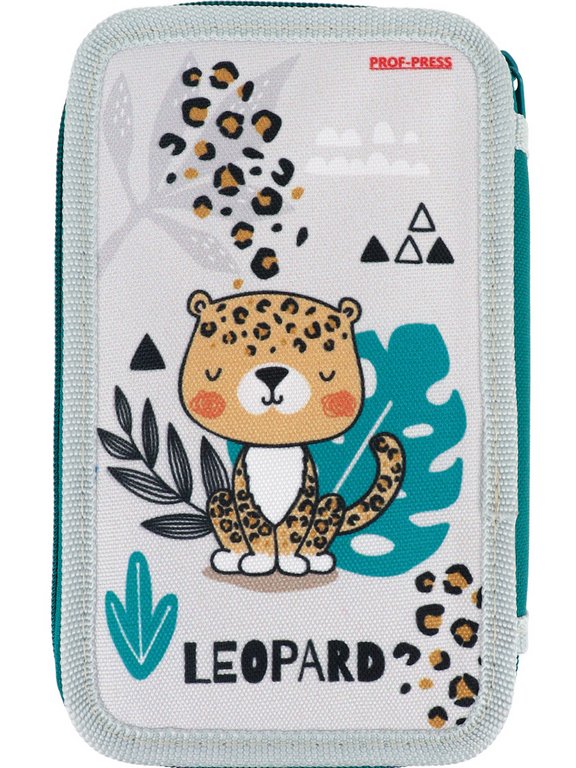 Пенал 3 отд. для девочки Prof-Press "Леопард мечтатель" 190*115 (ткань)