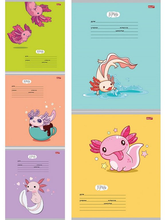 Тетрадь 24 лист кл. А5 "АКСОЛОТЛЬ" ассорти Profit