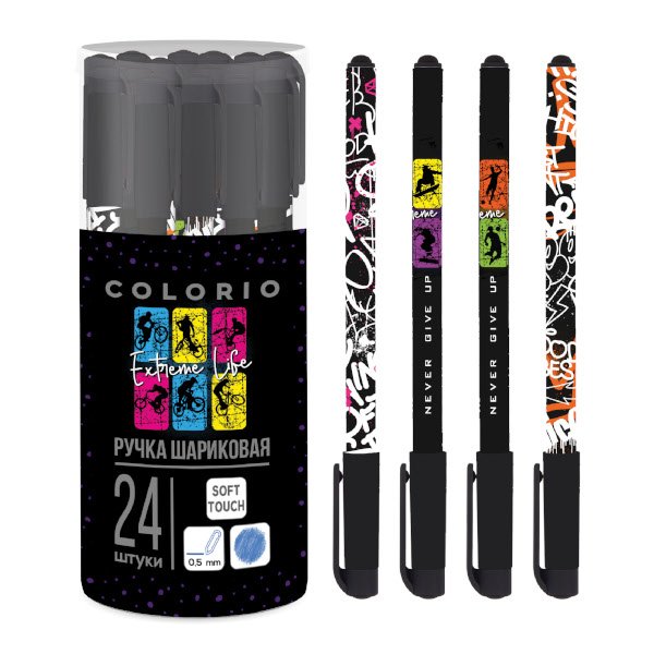 Ручка шариковая с рис. Colorio "Софт Тач"  0,5мм синяя