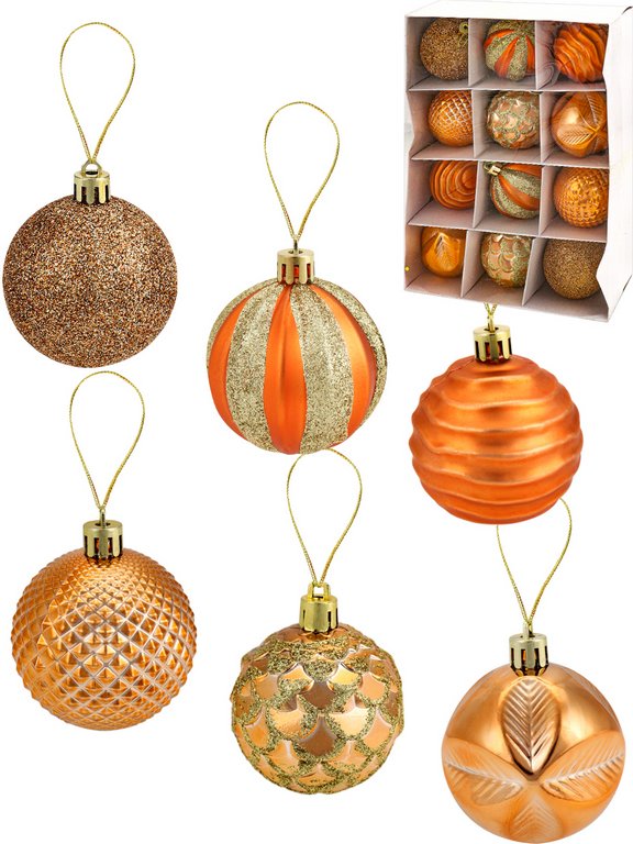 Набор шаров  цвет золото  60 мм 12 шт "Мечта" (ассорти)