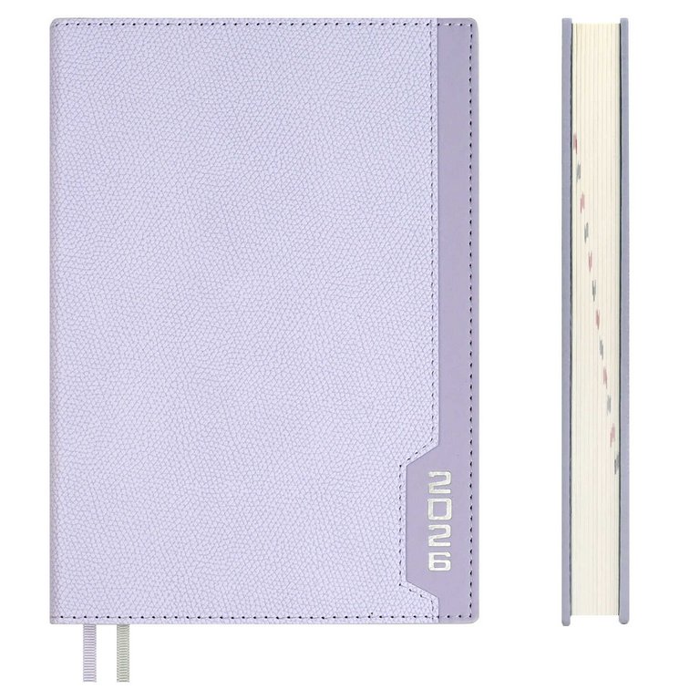 Ежедневник дат. 2026 г. А5 Escalada  "Думай как миллиардер", тв. обл., иск. кожа "Джут", сиреневый