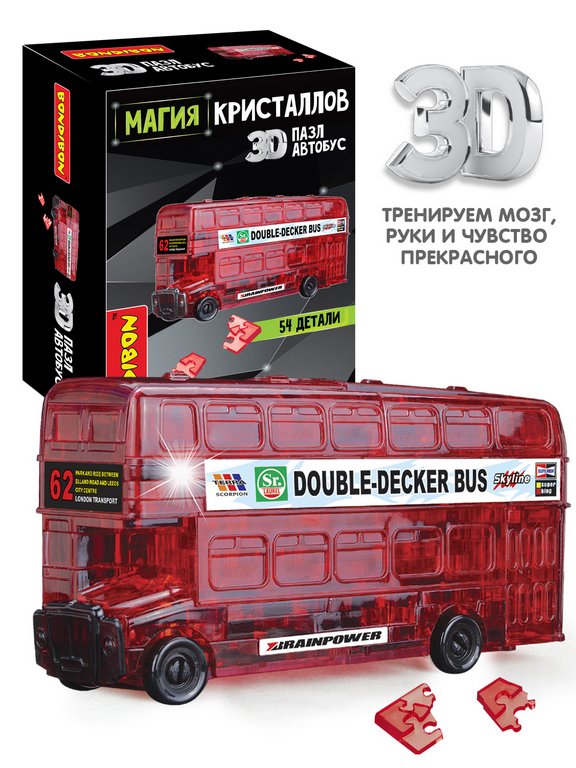 Пазл 3D кристаллический 54 дет. "Автобус" 8+ Bondibon