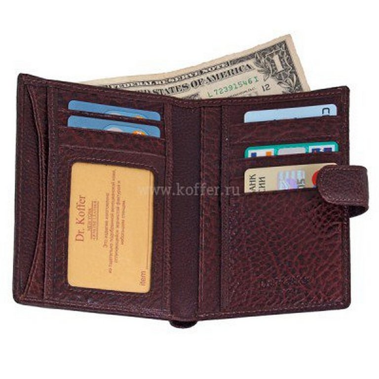 Портмоне Dr.Koffer 10*14см, нат. кожа, коричневый