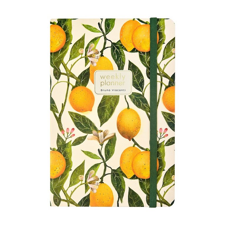 Еженедельник без дат 142*215 мм Bruno Visconti "Flora. Райские лимоны" тв. обл. на резинке