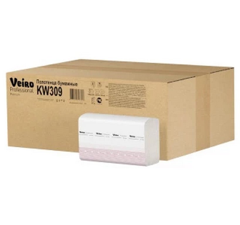 Полотенце бумажное для диспенсера в пачке VEIRO Professional (H2) W,2сл. нат.150 лист, (320*216)мм