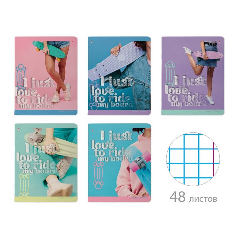 Тетрадь 48 лист кл. А5 на скрепке "PENNY BOARD" 5 видов