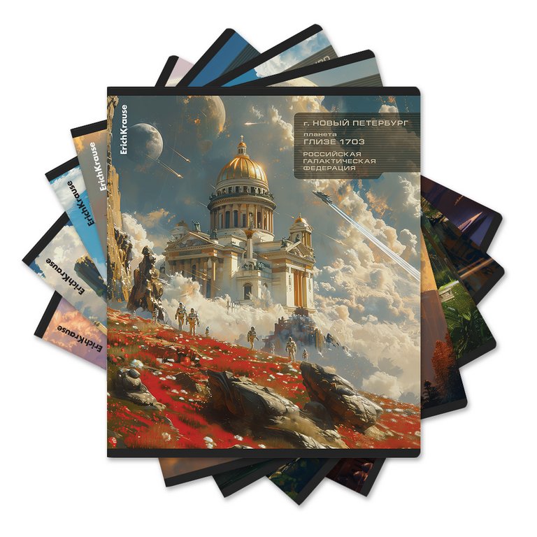 Тетрадь 48 лист кл. А5+ на скрепке "Russian Galaxy" ErichKrause, 5 видов