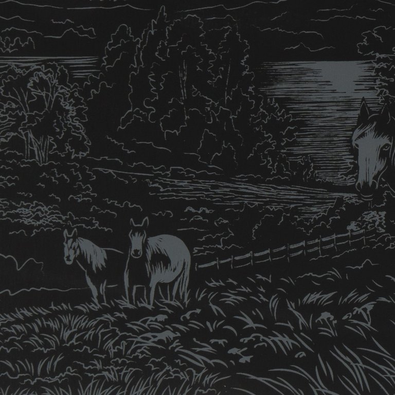 Гравюра А4 золото "Дикие лошади" Lori