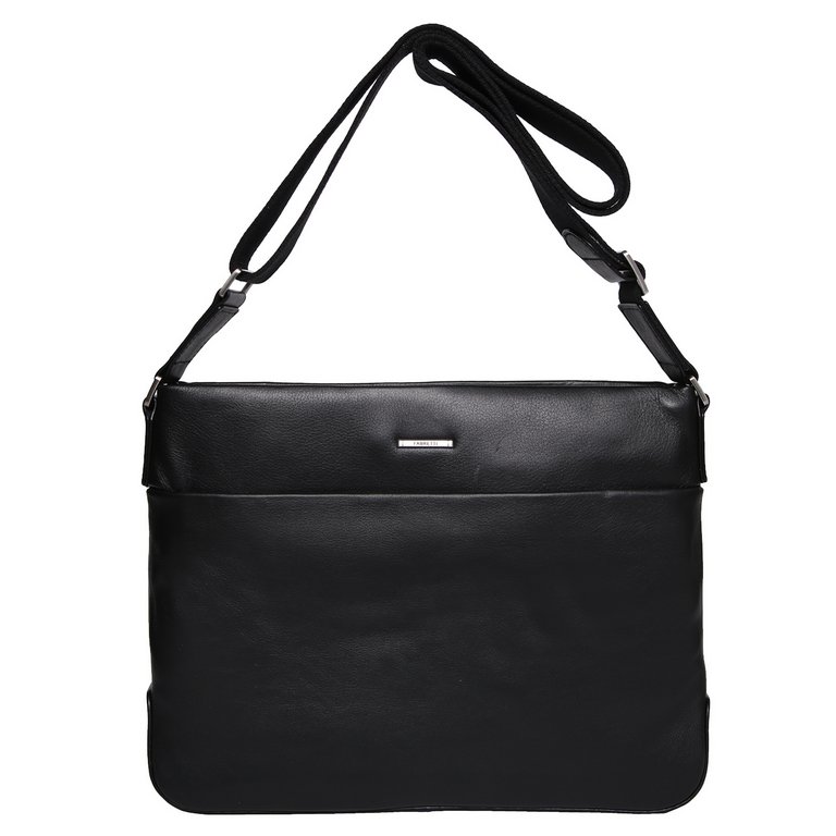 Сумка мужская FABRETTI 31*25*7, нат. кожа, черный