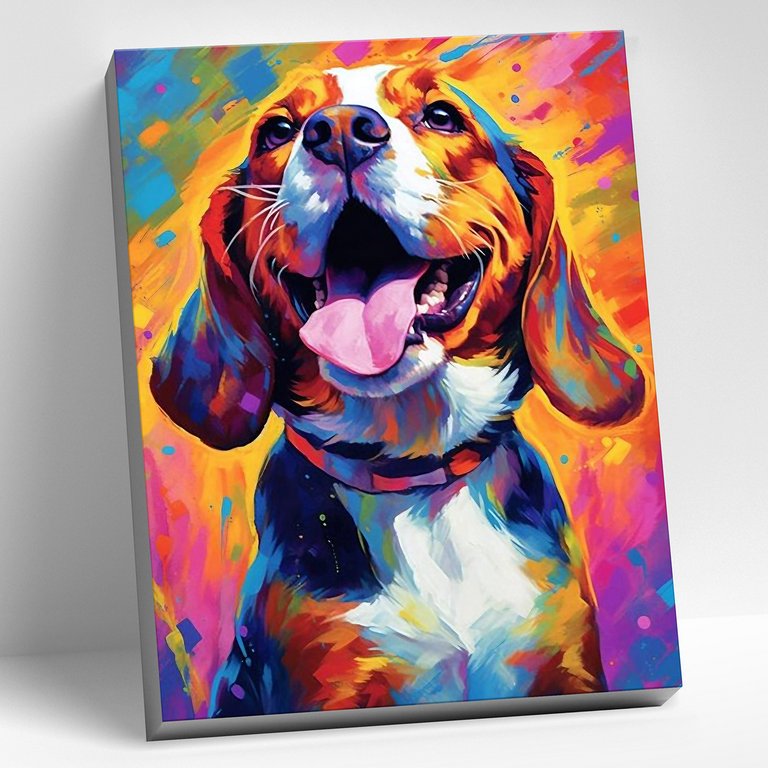 Роспись по номерам (холст) 40*50см "Красочный бигль" (основа+акрил.кр.+кисти)