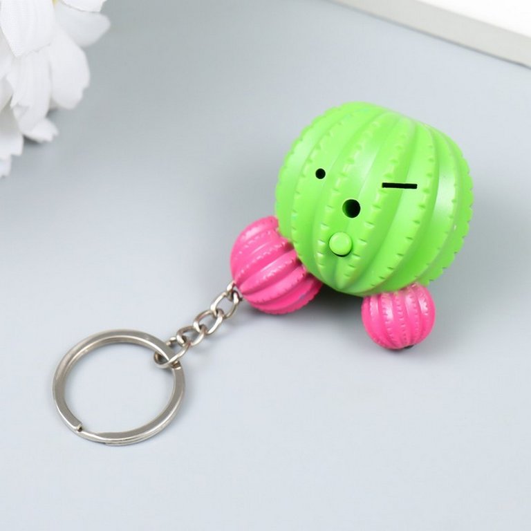 Брелок-фонарик кричалка "Круглый кактус" 4х3,5 см, МИКС