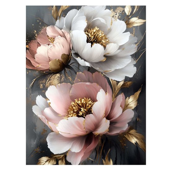 Алмазная мозаика 30*40см "Пионы с золотом" Феникс+