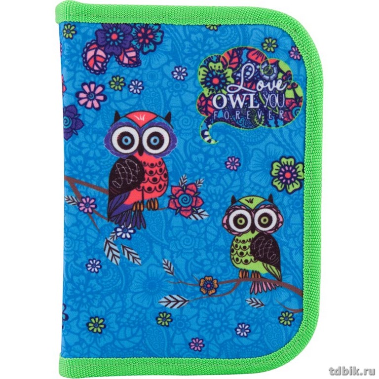 Пенал 1 отд. 2 откид. планки для девочки Kite ткань