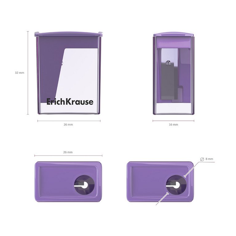 Точилка с контейнером ErichKrause "City Mini. Pastel" ассорти