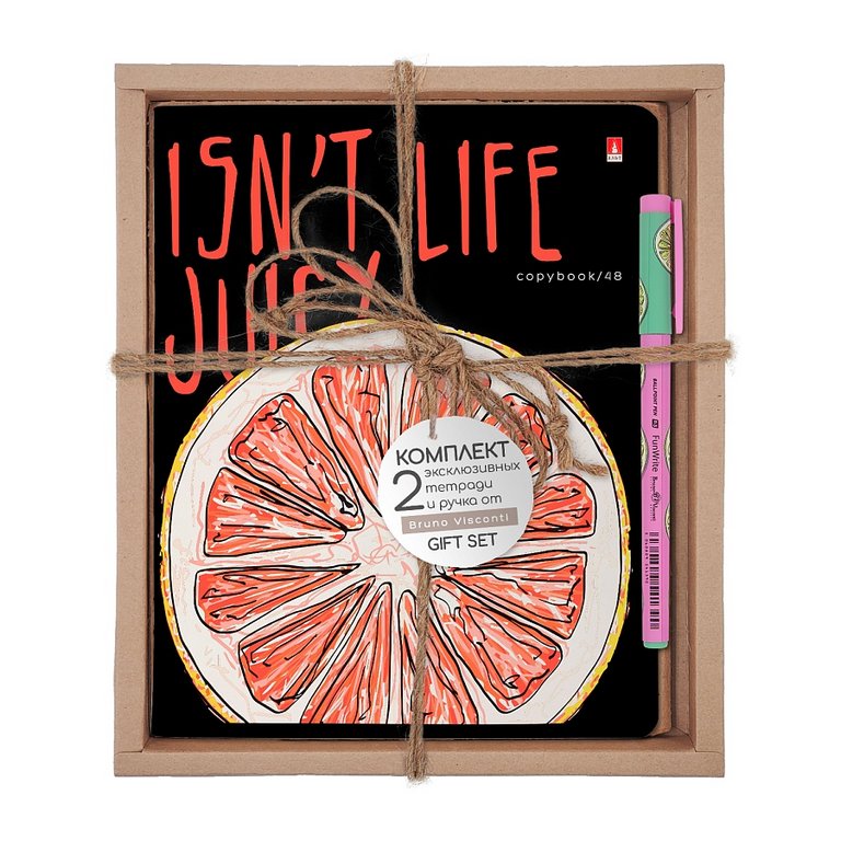 Набор подарочный Альт Special "JUICY LIFE. Грейпфрут" (ДВЕ ТЕТРАДИ В КЛ.+ РУЧКА)