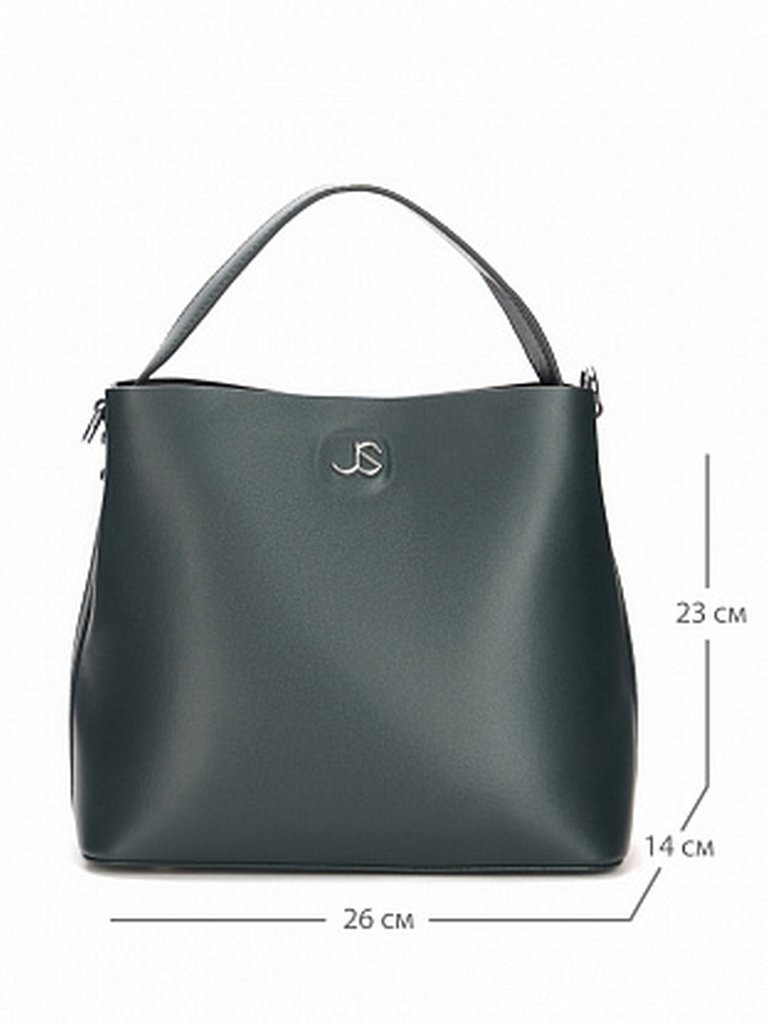 Сумка женская Jane's Story 26х23х14см, нат.кожа, зеленая