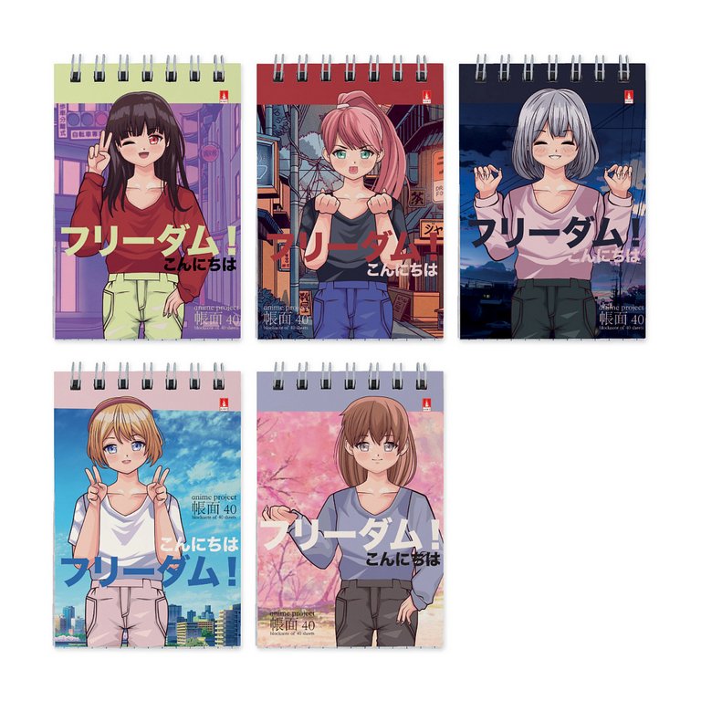 Блокнот А7  40л.,  68*104 мм, на гребне Альт "FREEDOM" 5 видов